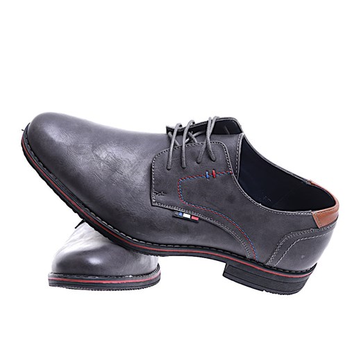 Sznurowane męskie półbuty szare pantofle /G6-3 15299 T454/ ze sklepu Pantofelek24.pl w kategorii Buty eleganckie męskie - zdjęcie 166375972