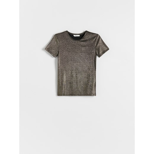 Reserved - T-shirt z metalicznym efektem - czarny Reserved XS Reserved