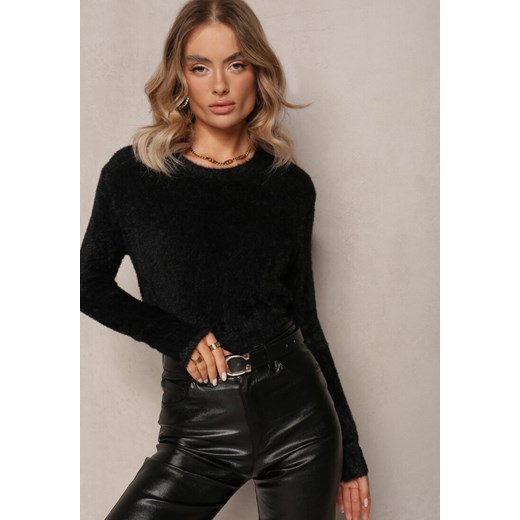Czarny Puchaty Sweter o Krótkim Kroju Darilin Renee ONE SIZE okazyjna cena Renee odzież