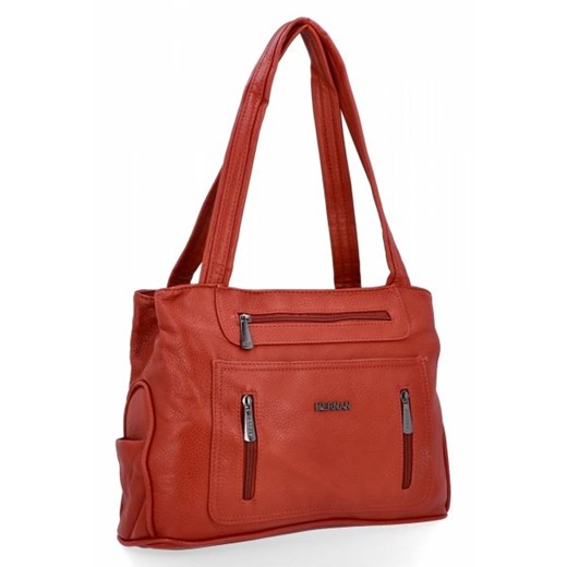 Modna Torebka Damska Shopper Bag Ciemno Pomarańczowa (kolory) ze sklepu torbs.pl w kategorii Torby Shopper bag - zdjęcie 166388344
