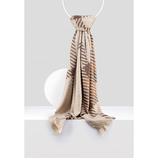Elegancki szal w beżowo-brązową kratę ze sklepu Molton w kategorii Szaliki i chusty damskie - zdjęcie 166389494