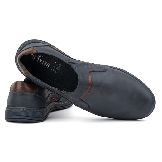 Buty męskie mokasyny skórzane wsuwane 520 granatowe ze sklepu butyolivier w kategorii Mokasyny męskie - zdjęcie 166389571