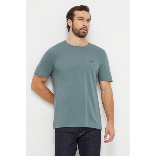 HUGO t-shirt bawełniany kolor zielony gładki M ANSWEAR.com