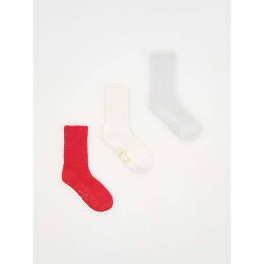 Reserved - Miękkie skarpetki ze świątecznym motywem 3 pack - czerwony ze sklepu Reserved w kategorii Skarpetki dziecięce - zdjęcie 166425063