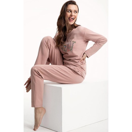 Bawełniany dres damski pudrowy róż 312, Kolor róż pudrowy, Rozmiar M, Luna ze sklepu Intymna w kategorii Piżamy damskie - zdjęcie 166425743