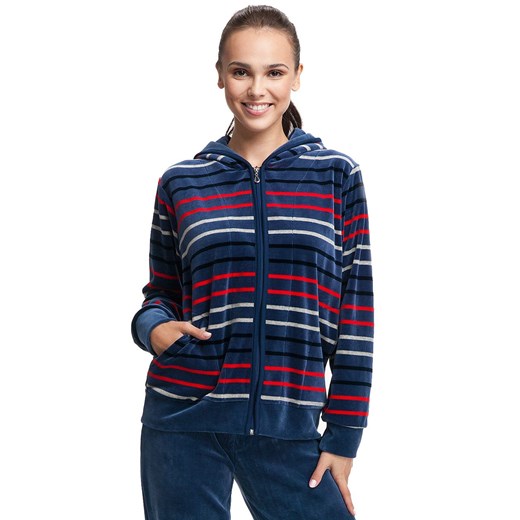 Welurowy dres damski ciemnoniebieski 341, Kolor ciemnoniebieski, Rozmiar L, Luna Luna 2XL Intymna promocyjna cena