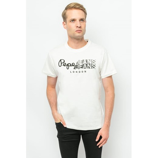 t-shirt męski pepe jeans pm508531 ecru ze sklepu Royal Shop w kategorii T-shirty męskie - zdjęcie 166430473