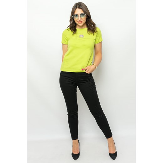 t-shirt damski pinko 100355 a0ko zielony ze sklepu Royal Shop w kategorii Bluzki damskie - zdjęcie 166430990