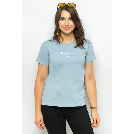 t-shirt damski pepe jeans pl505710 niebieski ze sklepu Royal Shop w kategorii Bluzki damskie - zdjęcie 166431701