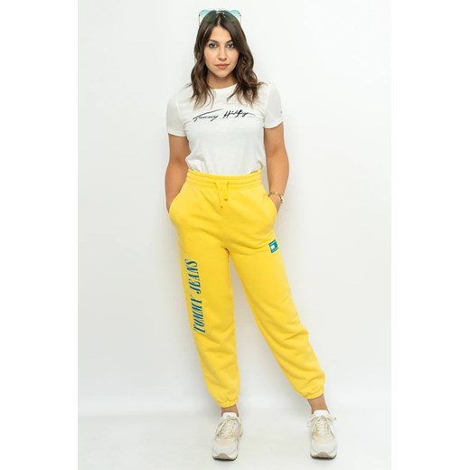 spodnie dresowe damskie tommy jeans dw0dw14197 żółty ze sklepu Royal Shop w kategorii Spodnie damskie - zdjęcie 166431992