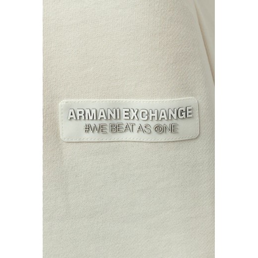 Sukienka Armani Exchange z okrągłym dekoltem na wiosnę z długimi rękawami biała mini 