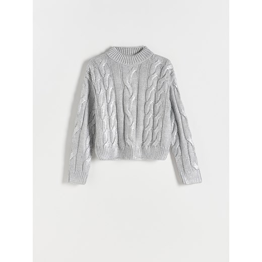 Reserved - Sweter z metalicznym efektem - srebrny Reserved L Reserved