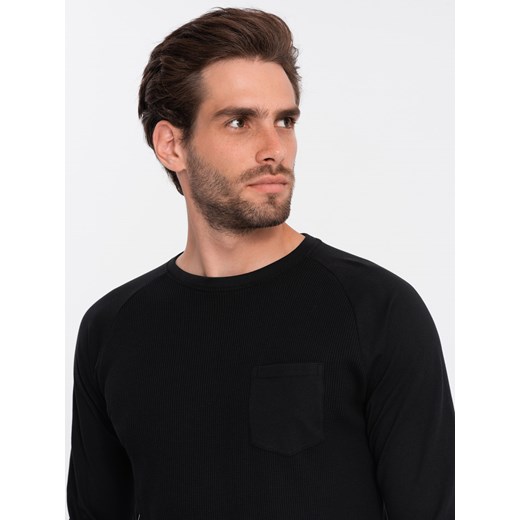 Ombre t-shirt męski czarny z długim rękawem 