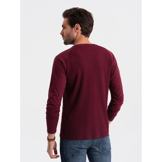 T-shirt męski czerwony Ombre bawełniany z długim rękawem