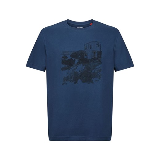 Niebieski t-shirt męski Esprit z krótkimi rękawami 
