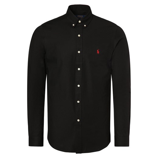 Polo Ralph Lauren Koszula męska Mężczyźni Slim Fit Bawełna czarny jednolity ze sklepu vangraaf w kategorii Koszule męskie - zdjęcie 166447490