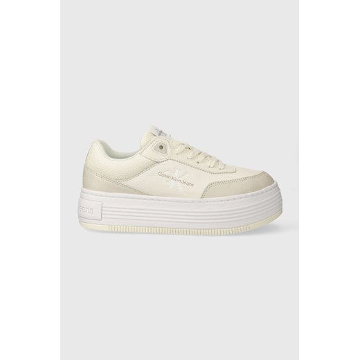 Calvin Klein Jeans sneakersy BOLD FLATF LOW LACE MIX ML FAD kolor beżowy YW0YW01316 ze sklepu ANSWEAR.com w kategorii Buty sportowe damskie - zdjęcie 166448561