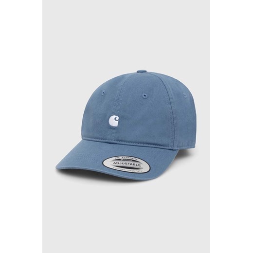 Carhartt WIP czapka z daszkiem bawełniana Madison Logo Cap kolor niebieski gładka I023750.20EXX ze sklepu PRM w kategorii Czapki z daszkiem damskie - zdjęcie 166449884