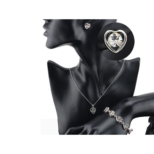 komplet biżuterii damskiej białe kryształowe serduszka cyrkonie na prezent Lovrin okazyjna cena LOVRIN