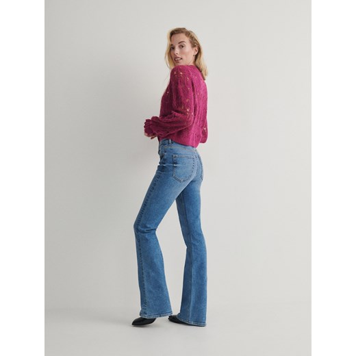 Reserved - Jeansy flare high waist - niebieski Reserved 36 Reserved