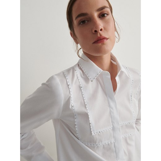 Reserved - Koszula z ozdobnymi aplikacjami - biały Reserved XL Reserved