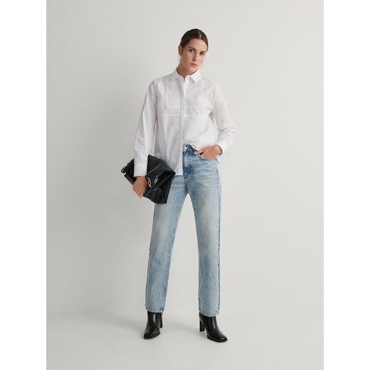 Reserved - Koszula z ozdobnymi aplikacjami - biały Reserved XS Reserved