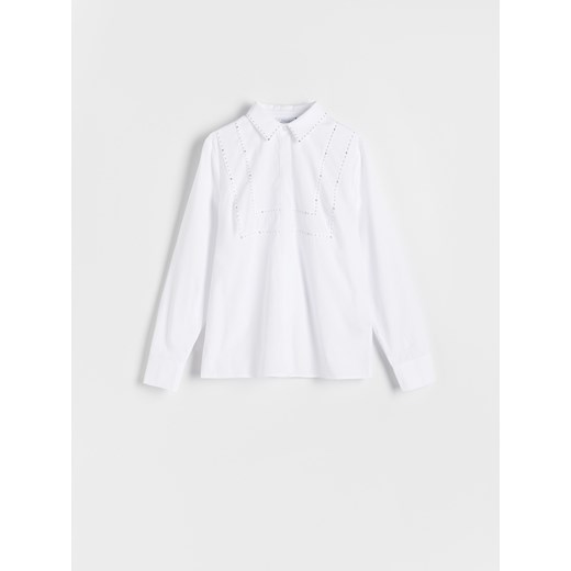 Reserved - Koszula z ozdobnymi aplikacjami - biały Reserved L Reserved