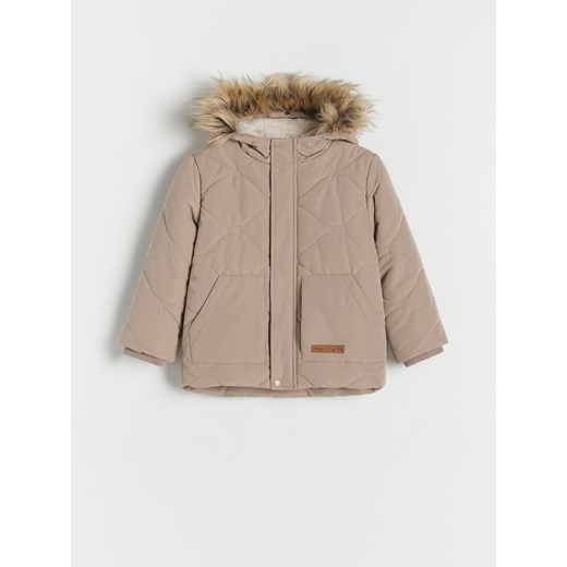 Reserved - Ocieplana kurtka z kapturem - brązowy ze sklepu Reserved w kategorii Kombinezony i kurtki - zdjęcie 166455972