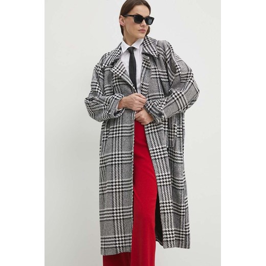 Answear Lab płaszcz z domieszką wełny kolor szary przejściowy dwurzędowy Answear Lab S ANSWEAR.com