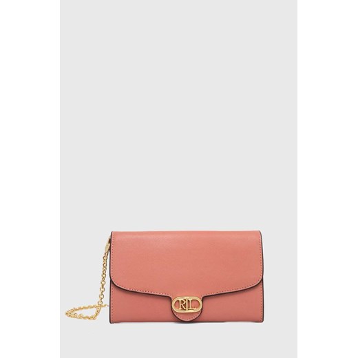 Lauren Ralph Lauren kopertówka skórzana kolor różowy 431902100 ze sklepu ANSWEAR.com w kategorii Kopertówki - zdjęcie 166463112
