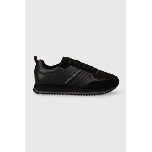 Calvin Klein sneakersy skórzane LOW TOP LACE UP MIX kolor czarny HM0HM01280 ze sklepu ANSWEAR.com w kategorii Buty sportowe męskie - zdjęcie 166463271