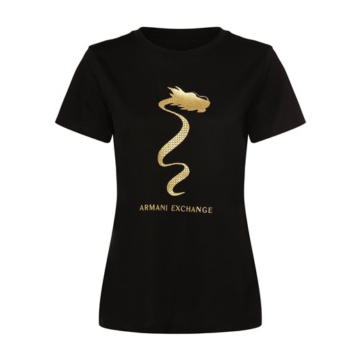 Armani Exchange T-shirt damski Kobiety Bawełna czarny nadruk ze sklepu vangraaf w kategorii Bluzki damskie - zdjęcie 166465341