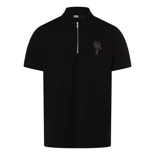 KARL LAGERFELD Męska koszulka polo Mężczyźni Bawełna czarny jednolity ze sklepu vangraaf w kategorii T-shirty męskie - zdjęcie 166465362