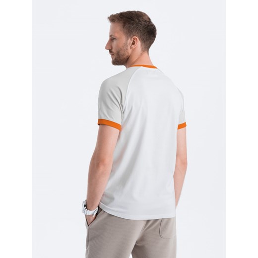 T-shirt męski bawełniany z reglanem - szaro-biały V2 S1623 L okazja ombre