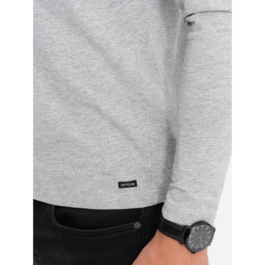 Longsleeve męski z dekoltem HENLEY - szary melanż V8 OM-LSCL-0107 XXL ombre