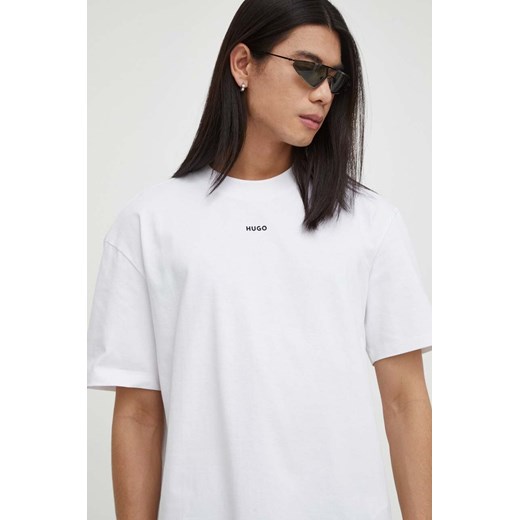 HUGO t-shirt bawełniany męski kolor biały gładki XS ANSWEAR.com