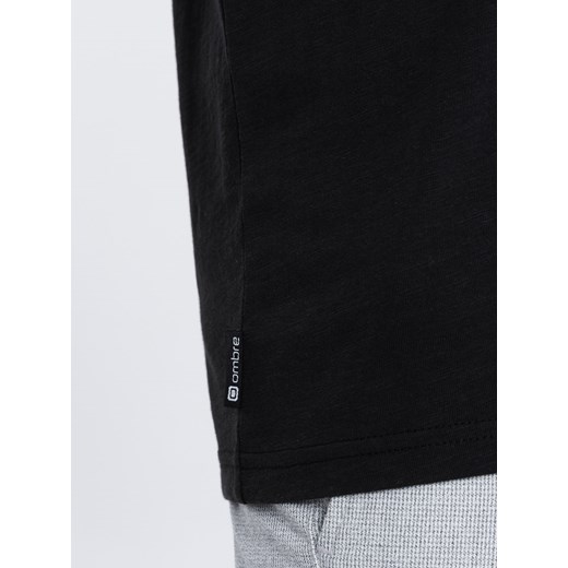 Dzianinowy T-shirt męski z naszytą kieszonką - czarny V5 S1621 XL okazja ombre