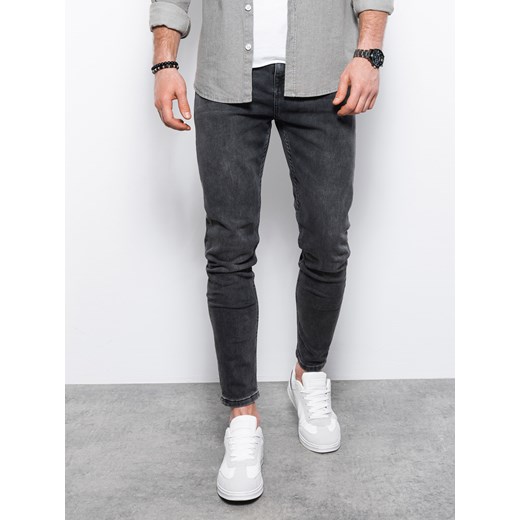 Spodnie męskie jeansowe SKINNY FIT - szare P1007 M ombre okazyjna cena