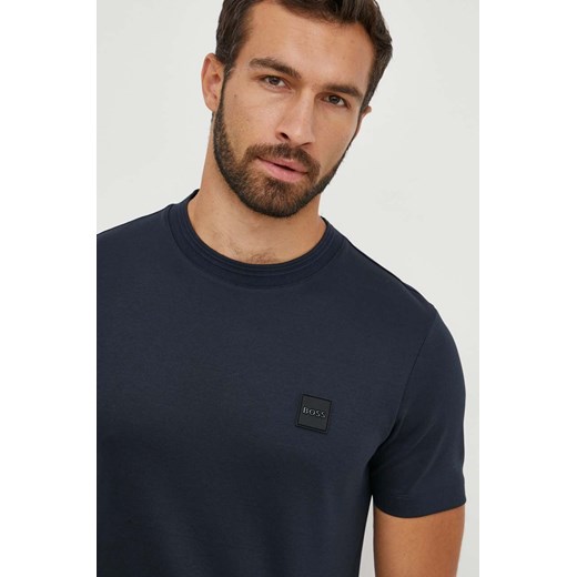 BOSS t-shirt bawełniany kolor niebieski z aplikacją S ANSWEAR.com