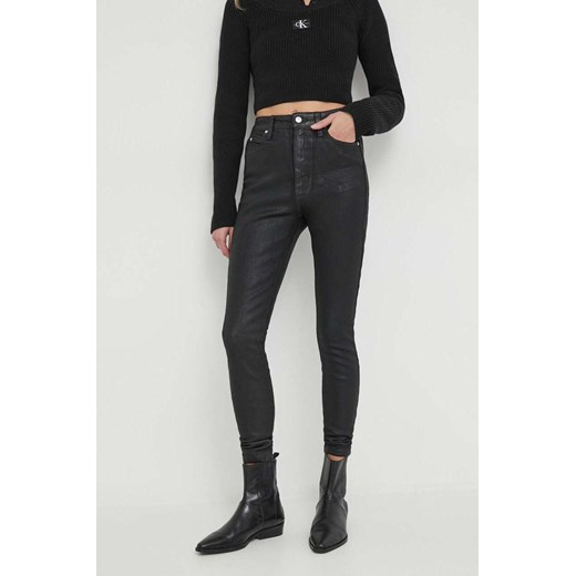 Calvin Klein Jeans jeansy damskie kolor czarny ze sklepu ANSWEAR.com w kategorii Jeansy damskie - zdjęcie 166490654