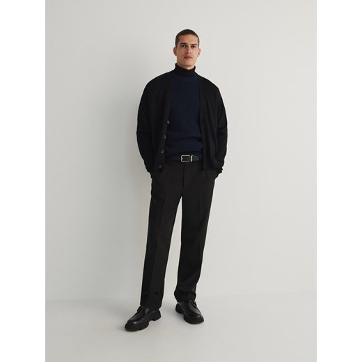Reserved - Sweter z waflowym splotem - granatowy Reserved M Reserved