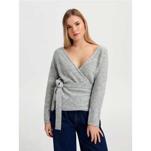 Sinsay - Sweter z wiązaniem - szary ze sklepu Sinsay w kategorii Swetry damskie - zdjęcie 166498550