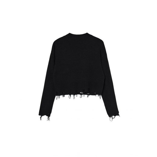 Cropp - Czarny sweter z postrzępieniami - czarny ze sklepu Cropp w kategorii Swetry damskie - zdjęcie 166503033