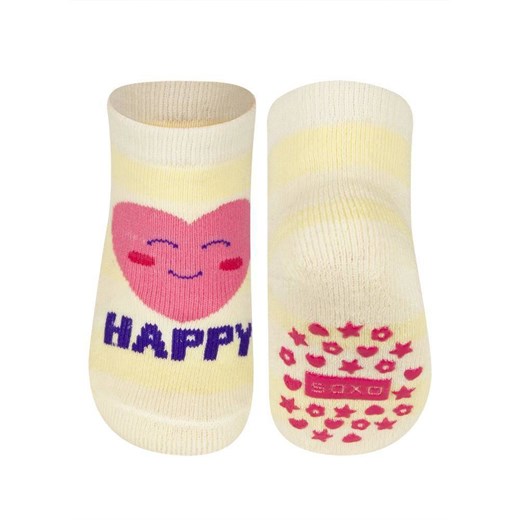 Skarpetki niemowlęce kolorowe SOXO z ABS | serce | happy ze sklepu Sklep SOXO w kategorii Skarpetki dziecięce - zdjęcie 166505922