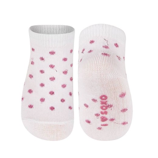 Skarpetki niemowlęce białe SOXO w różowe kropki ze sklepu Sklep SOXO w kategorii Skarpetki dziecięce - zdjęcie 166506121