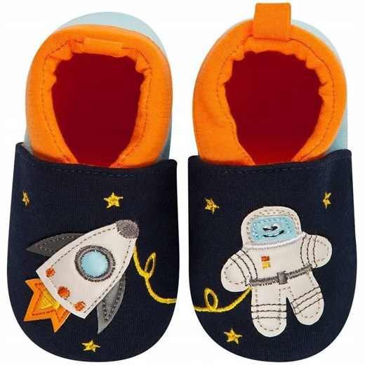 OUTLET Kapcie niemowlęce granatowe SOXO z kosmonautą i rakietą ze sklepu Sklep SOXO w kategorii Buciki niemowlęce - zdjęcie 166506124
