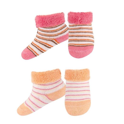 Zestaw 2x Skarpetki niemowlęce różowo-pomarańczowe frotte SOXO bawełniane | na prezent ze sklepu Sklep SOXO w kategorii Skarpetki dziecięce - zdjęcie 166506362