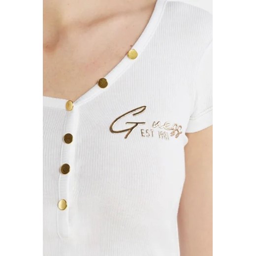 Bluzka damska Guess bawełniana z krótkimi rękawami z okrągłym dekoltem na wiosnę 