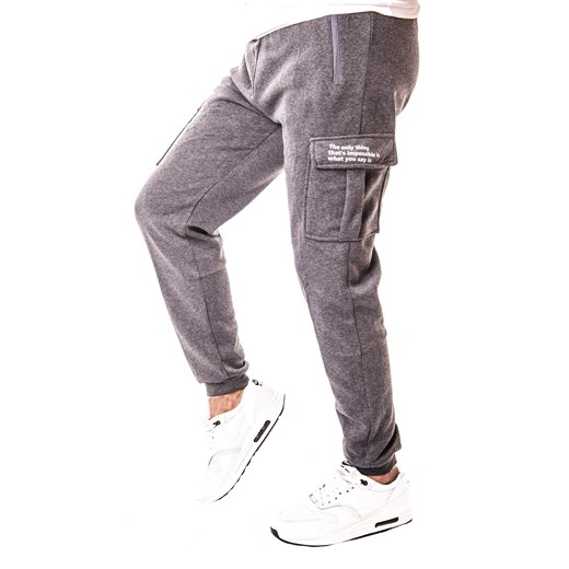 Ciepłe Spodnie Dresowe 41210 - szare ze sklepu Risardi w kategorii Spodnie męskie - zdjęcie 166514734