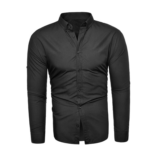 Koszula męska długi rękaw rl54 - czarna ze sklepu Risardi w kategorii Koszule męskie - zdjęcie 166514781